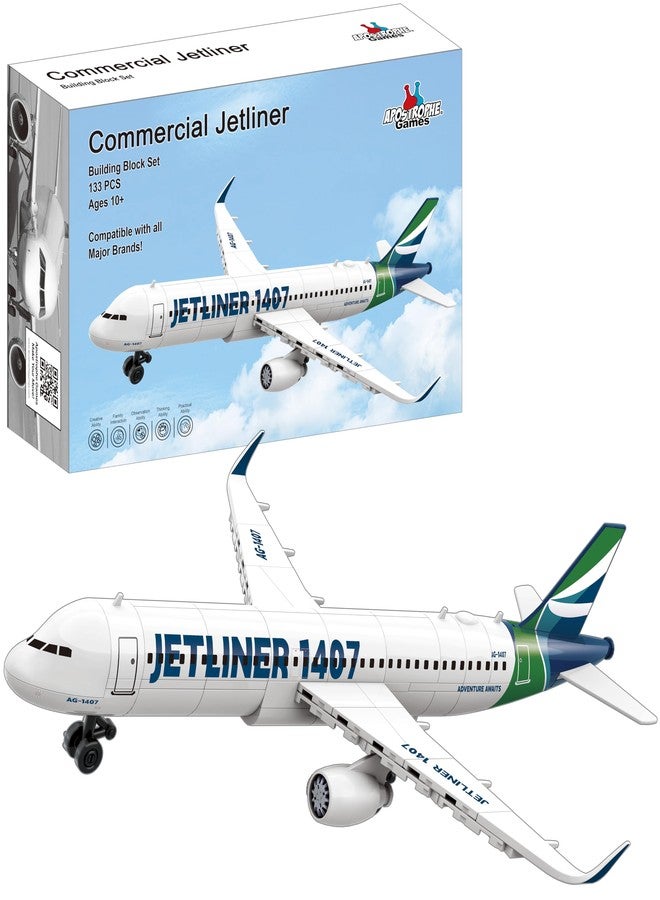 Apostrophe Games Commercial Jetliner Building Block Set - 133 Pcs, Ages 10+ Airplane Model Toy - Image 1